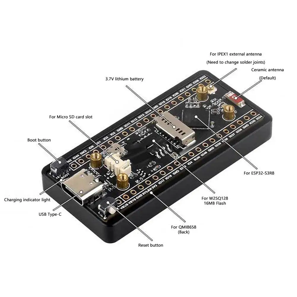 ESP32 S3 papan pengembangan 1.91 "AMOLED Display dengan WIFI/BTL 16MB Flash/8MB PSRAM dengan SD Port 6-Axis Sensor UNTUK Arduino LVGL