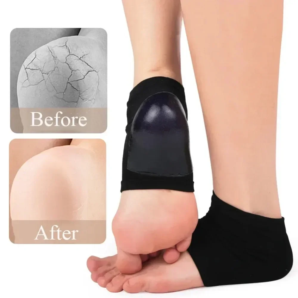 2Pcs Silicone Heel Protector Moisturizing Socks Anti-Crack Protective Cover Plantar Fasciitis Socks Pain Relief Foot Care Tool