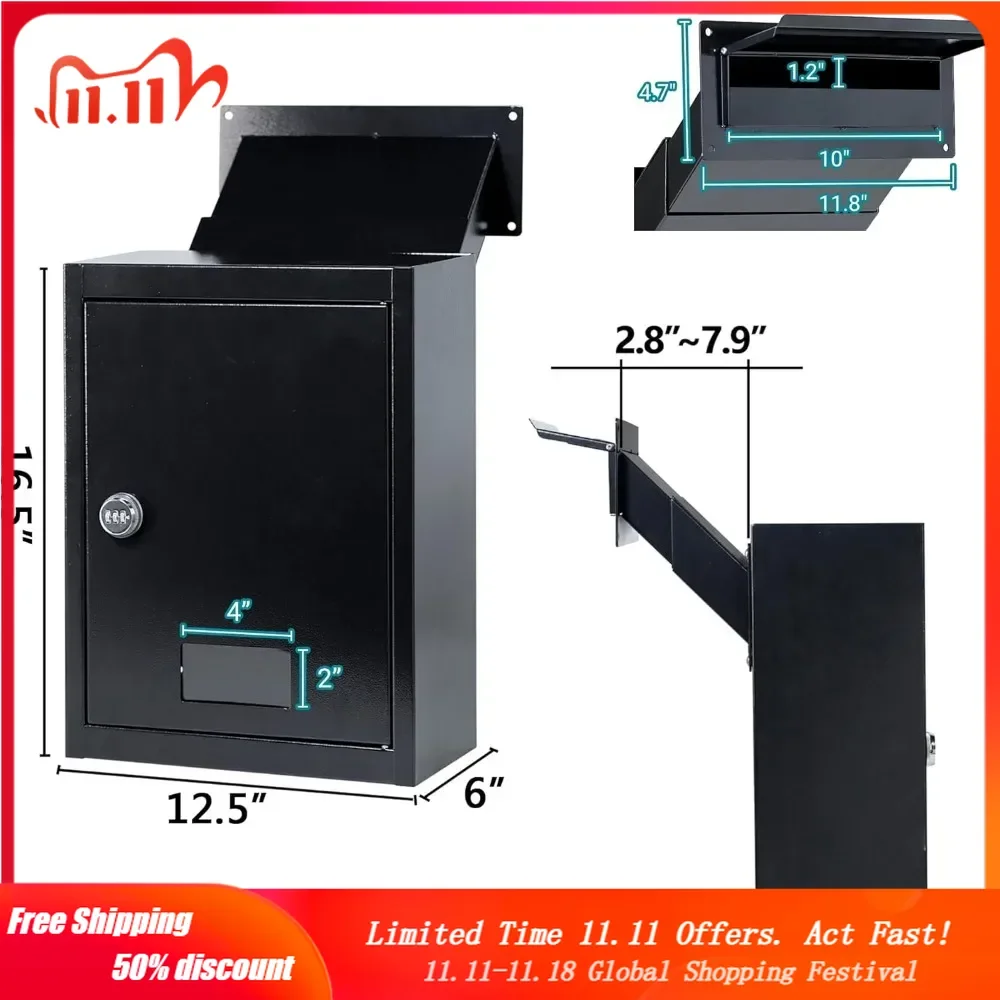 Through The Wall Drop Box with Combination Lock, 16.5