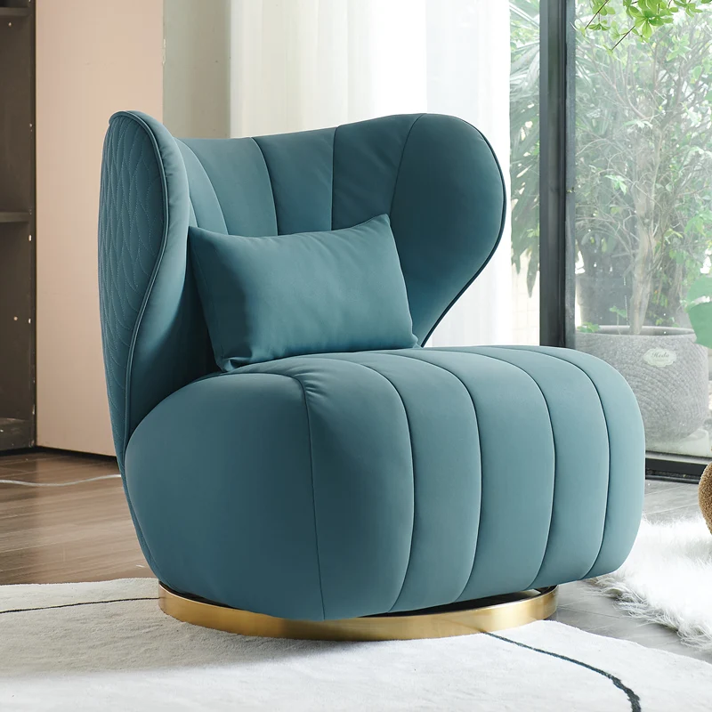 

Italian light luxury modern single sofa bedroom Nordic, living room leisure chair rotatable, back chair