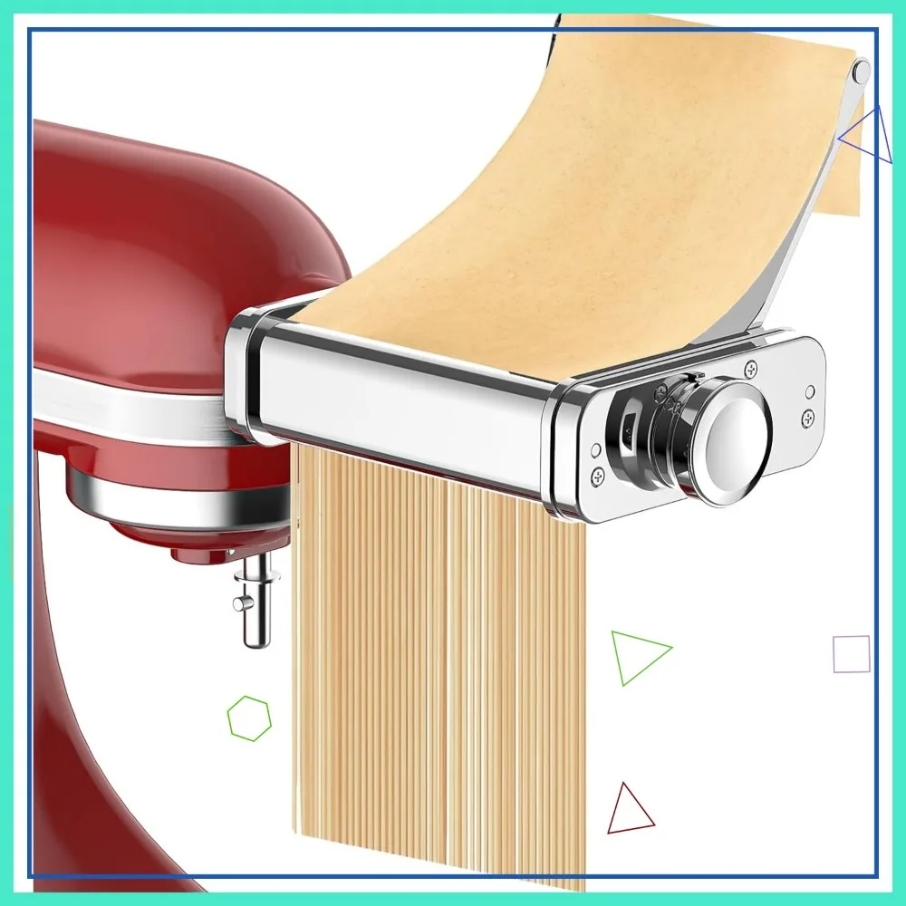 

3-in-1 Stainless Steel Pasta Maker Attachment for Stand Mixers with Roller, Spaghetti & Fettuccine Cutters