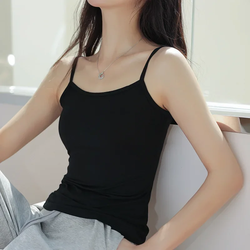 Sexy Sling Camisoles Women Crop Tops Solid Color Sleeveless T-shirt Base Tee Tops Skinny Vest Female Slimming Tanks Underwear