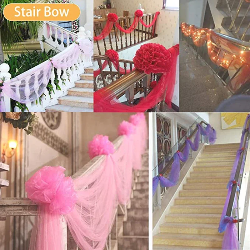 25M x 29CM Sheer Organza Roll Tulle Fabric Chair Sashes Bow Table Runner Swag DIY for Wedding Party Birthday Event Decoration