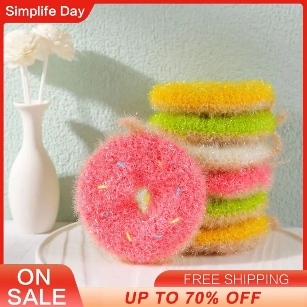 Korea High Efficient Anti-grease Donut Shape Dish Cloth Acrylic Washing Towel Kitchen Cleaning Wiping Rags Cleaning Cloths