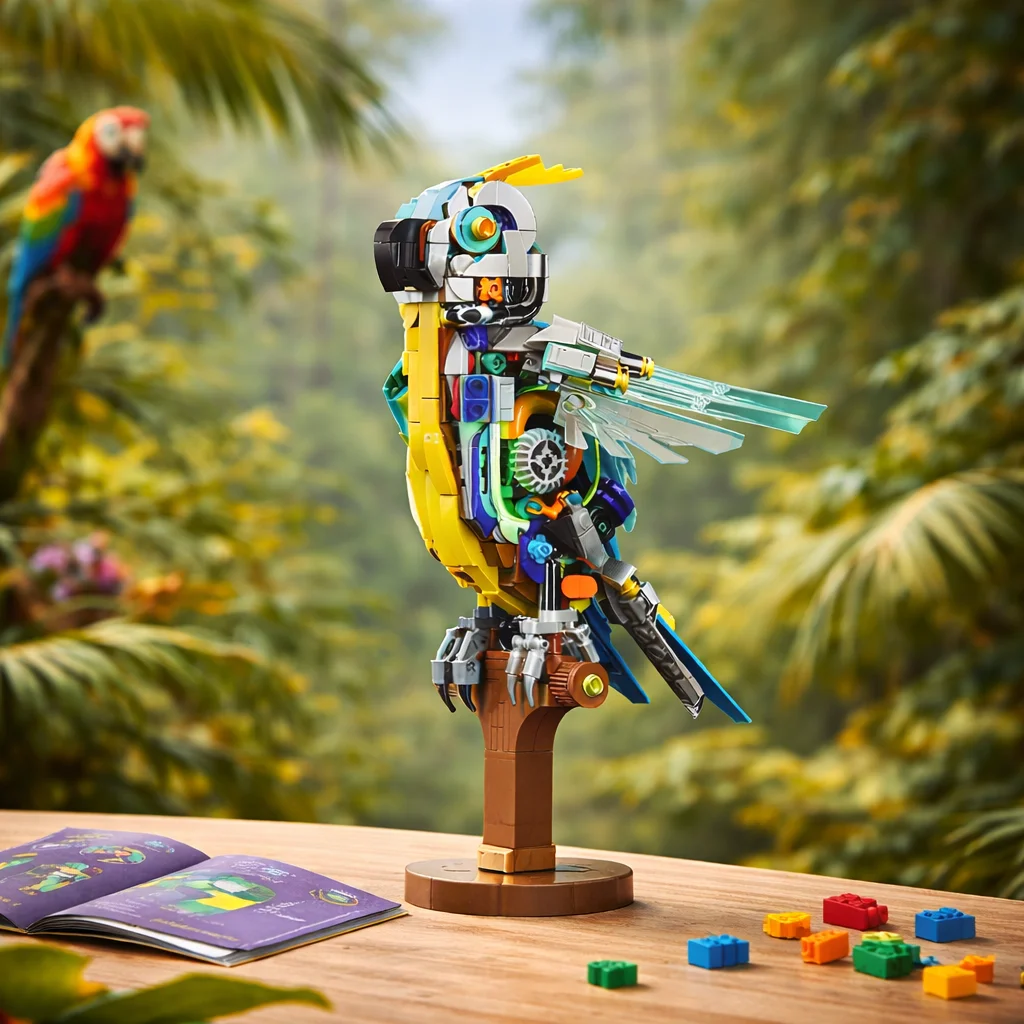 

2026 Mechanical Parrot Bird Animal Assembling Model Building Blocks Kit DIY Creative Gifts Kids and Adults birthday gifts 688PCS