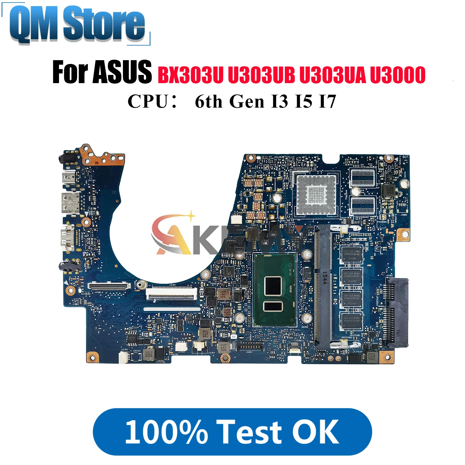 

Материнская плата UX303UA для ноутбука ASUS ZenBook UX303U U303UA U3000 BX303U U303UB UX303UA UX303UB, материнская плата с процессором I3 I5 I7, тест ОК