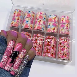 1Box 3D Doll Design Transfer Paper Nail Stickers Decals Manicure Tip Wraps Acrylic Nails Foils Sliders DIY Decoration
