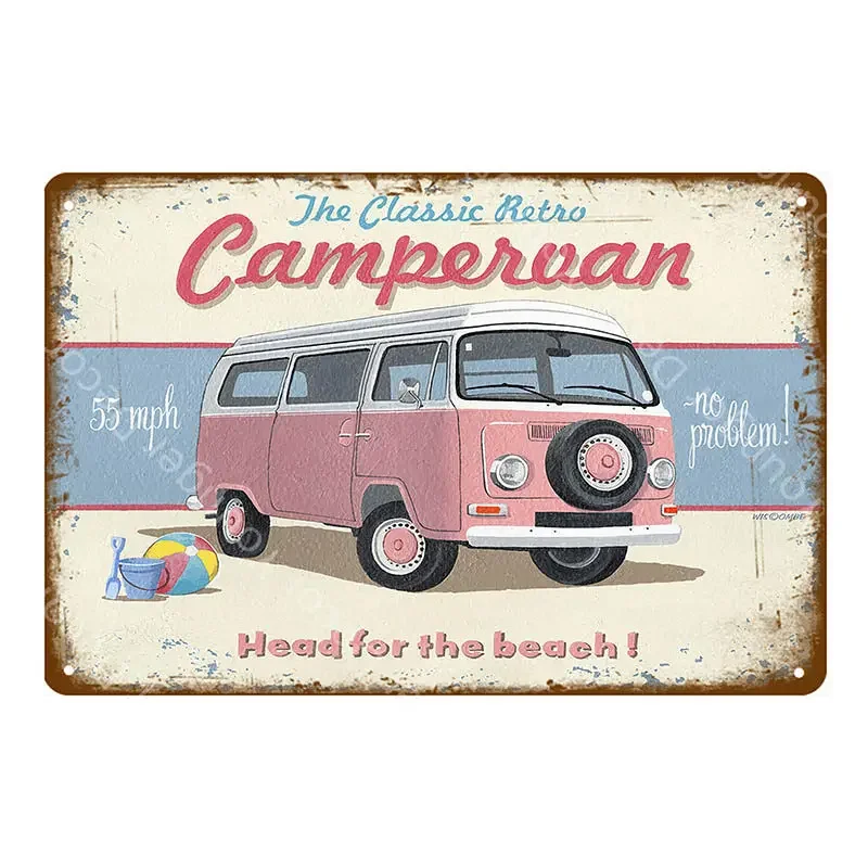 Vintage Home Decor Classic Car Bus Truck Campervan Metal Signs Painting Poster Garage Pub Bar Plate Wall Plaque YJ147