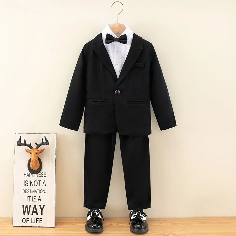 

Premium Kids' Blazer Vest Set Formal Suit with Trousers Suspenders Toddler Boys' Piano/Choir Performance Costume
