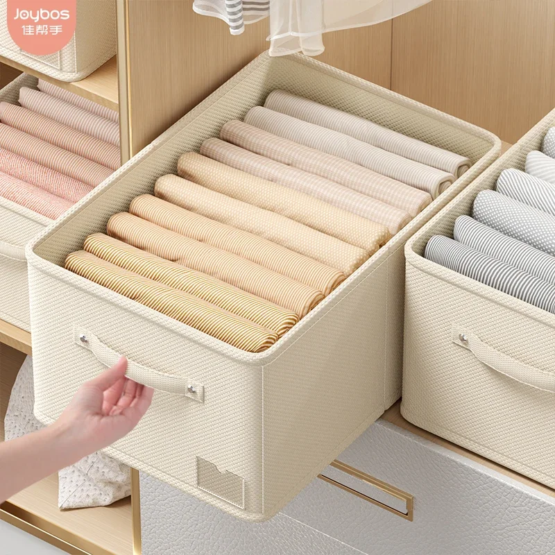 

Cotton and linen clothing sorting storage box, wardrobe storage layering artifact, foldable pants, clothes storage basket