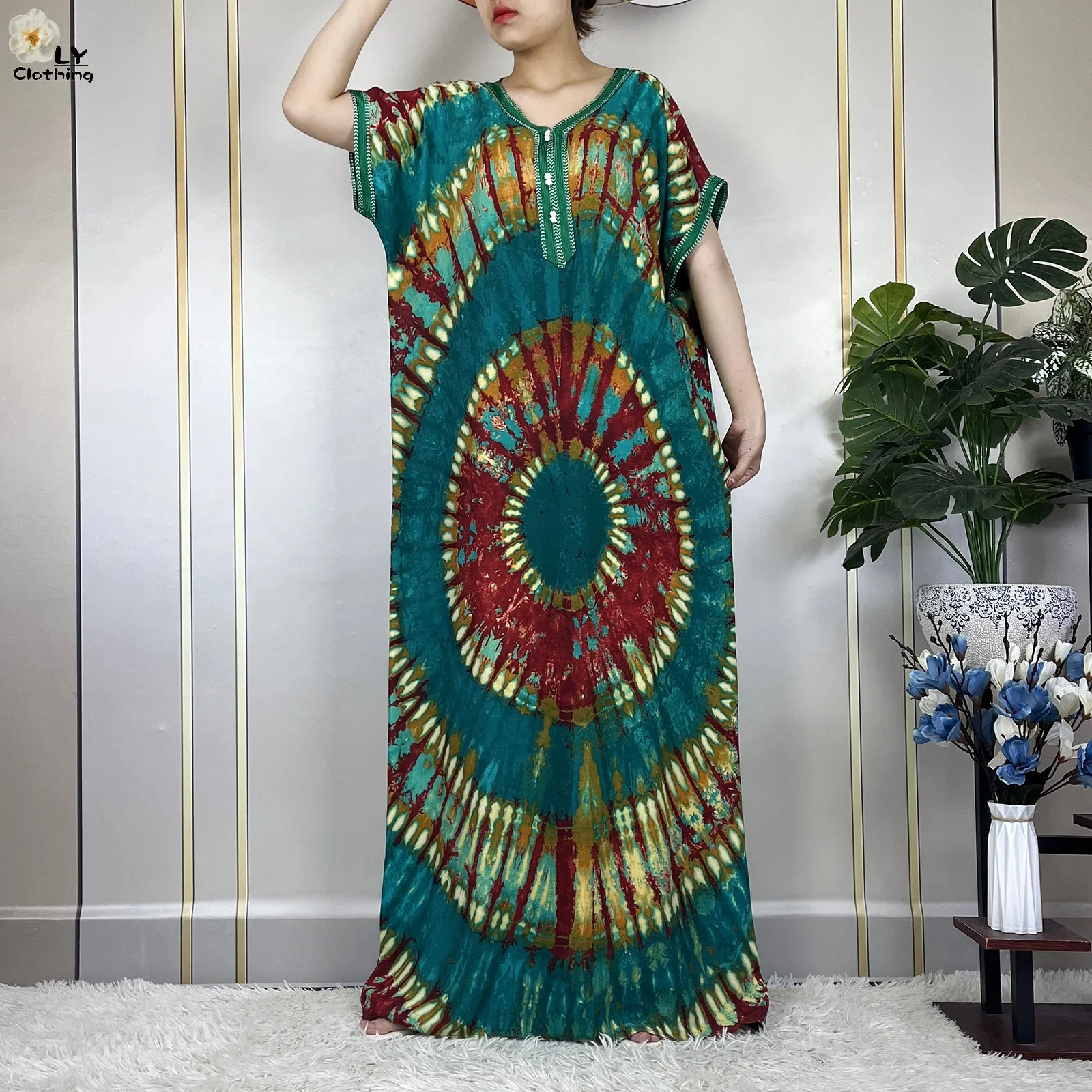 New Style African Abaya Fashion Clothes Summer Short Sleeve Dashiki Dresses Loose Boubou Maxi African Islam Women Casual Dress