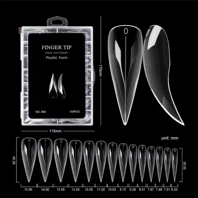 

[W] 140pcs/box Short Curved Stiletto Nail Dual Form For Extension Of 3D Cats Claw Sculptural Acrylic Full Cover Molds