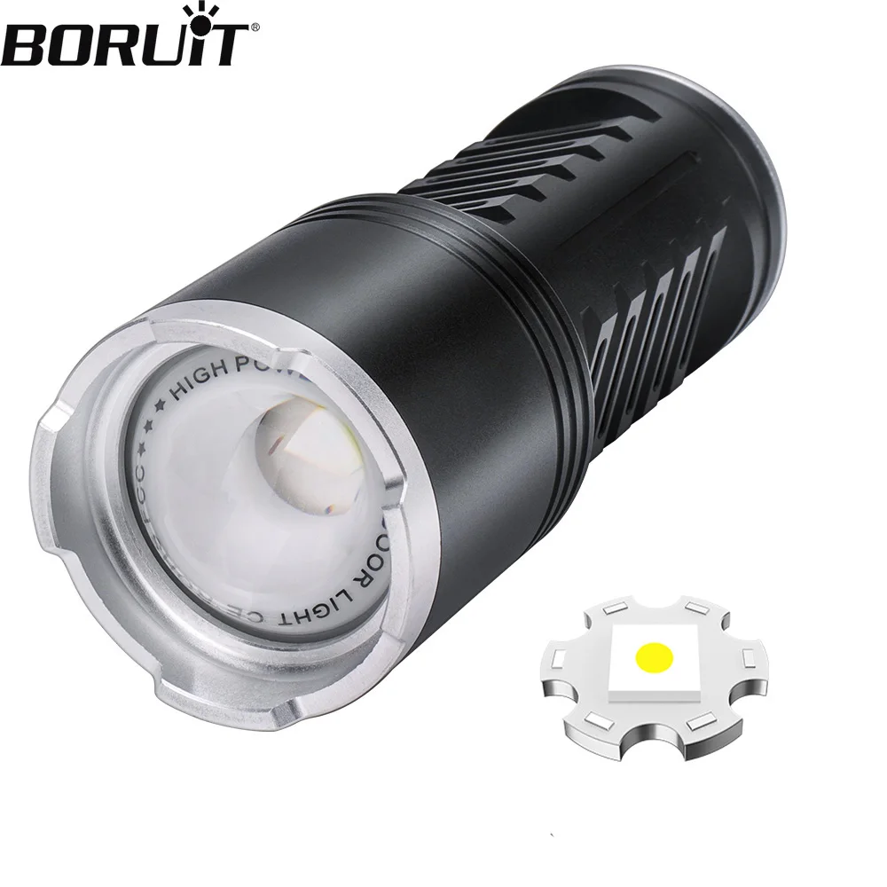 

BORUiT 30W Super Bright LED Flashlight 1600LM USB Rechargeable Zoom Torch 1000m Long Rang Lamp With Built-in Battery for Camping