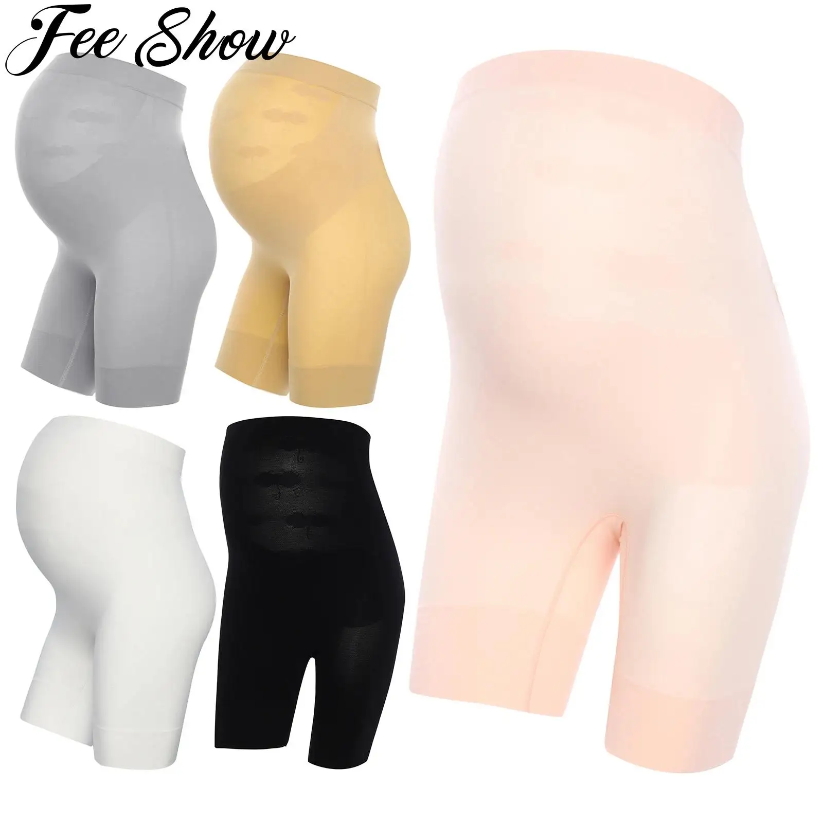 

Women Maternity Clothes Solid Color Shorts High Waist Elastic Waistband Underwear Shapewear Pregnancy Accessory Daily Home Wear