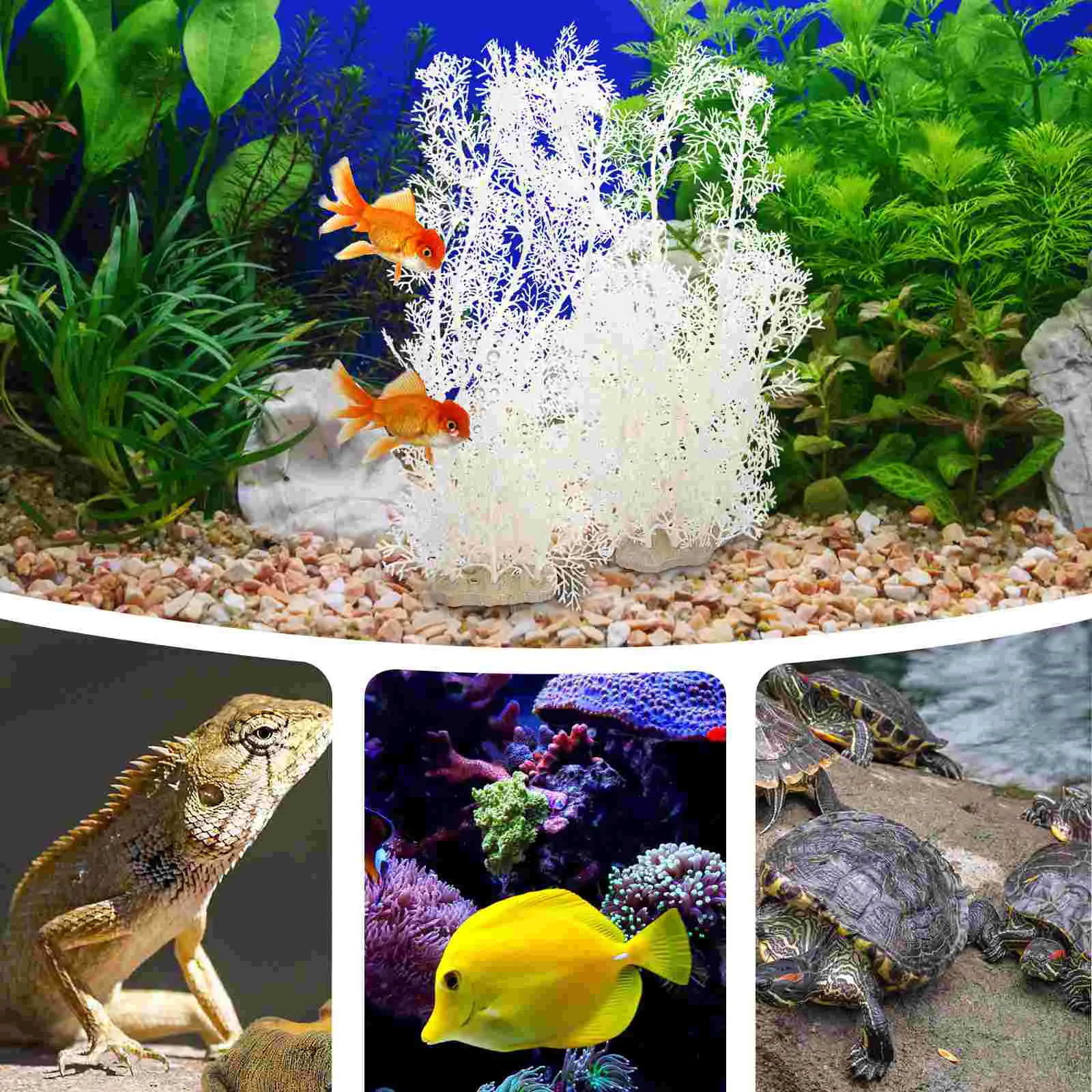 2 Pcs Succulents Aquarium Landscaping Fish Tank Water Tanks Plastic Decorations Large Tall Plants