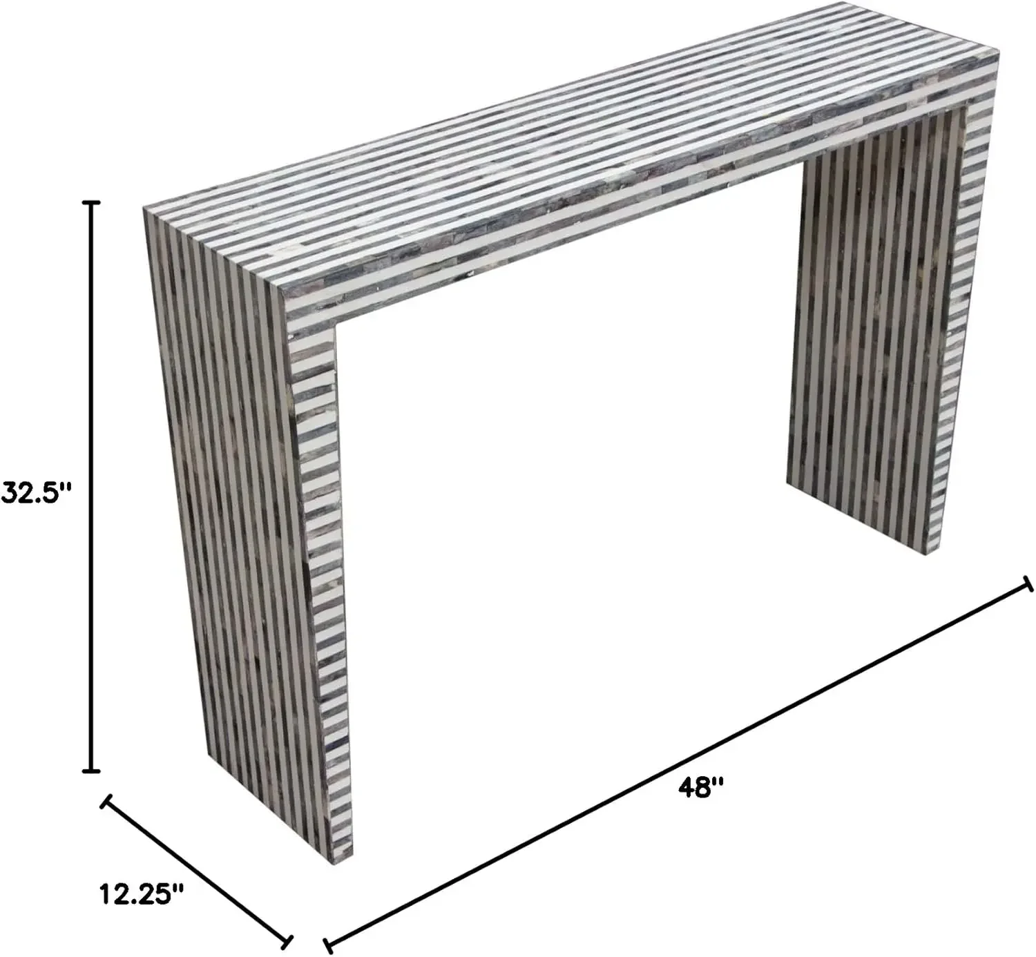 Mosaic Console Table with Bone Inlay in Linear Pattern MOSAICCSBI