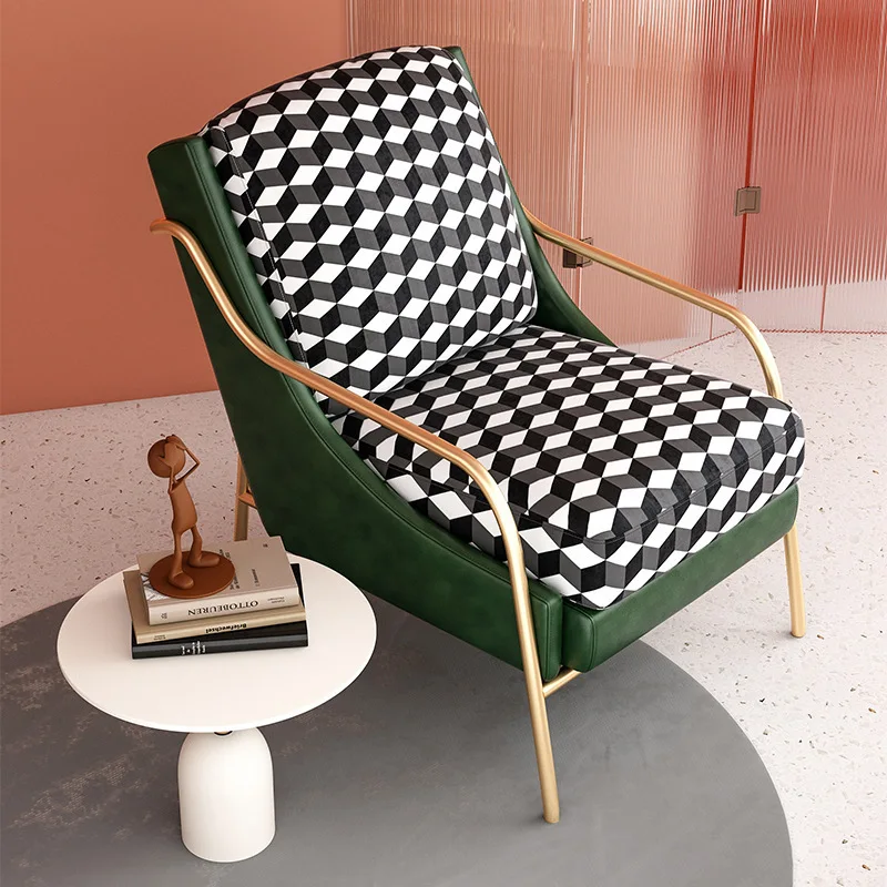 Nordic Single Person Sofa Modern Leisure Chair Living Room Light Luxury Lazy Tiger Simple Lattice Creative Home image 2