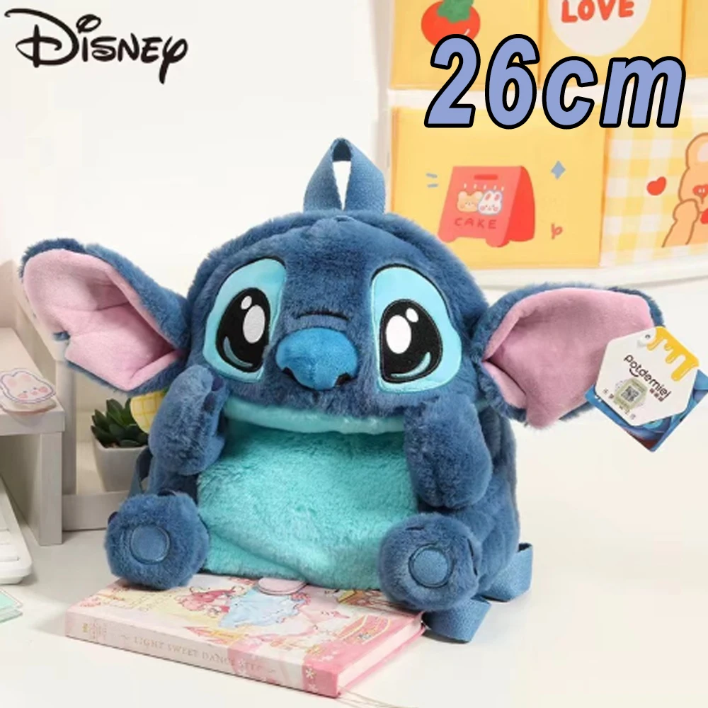 New Disney Plush Backpack Ins Japanese Blue Stitch Funny Cartoon Large-Capacity Student Backpack Kindergarten Bag Child Gift