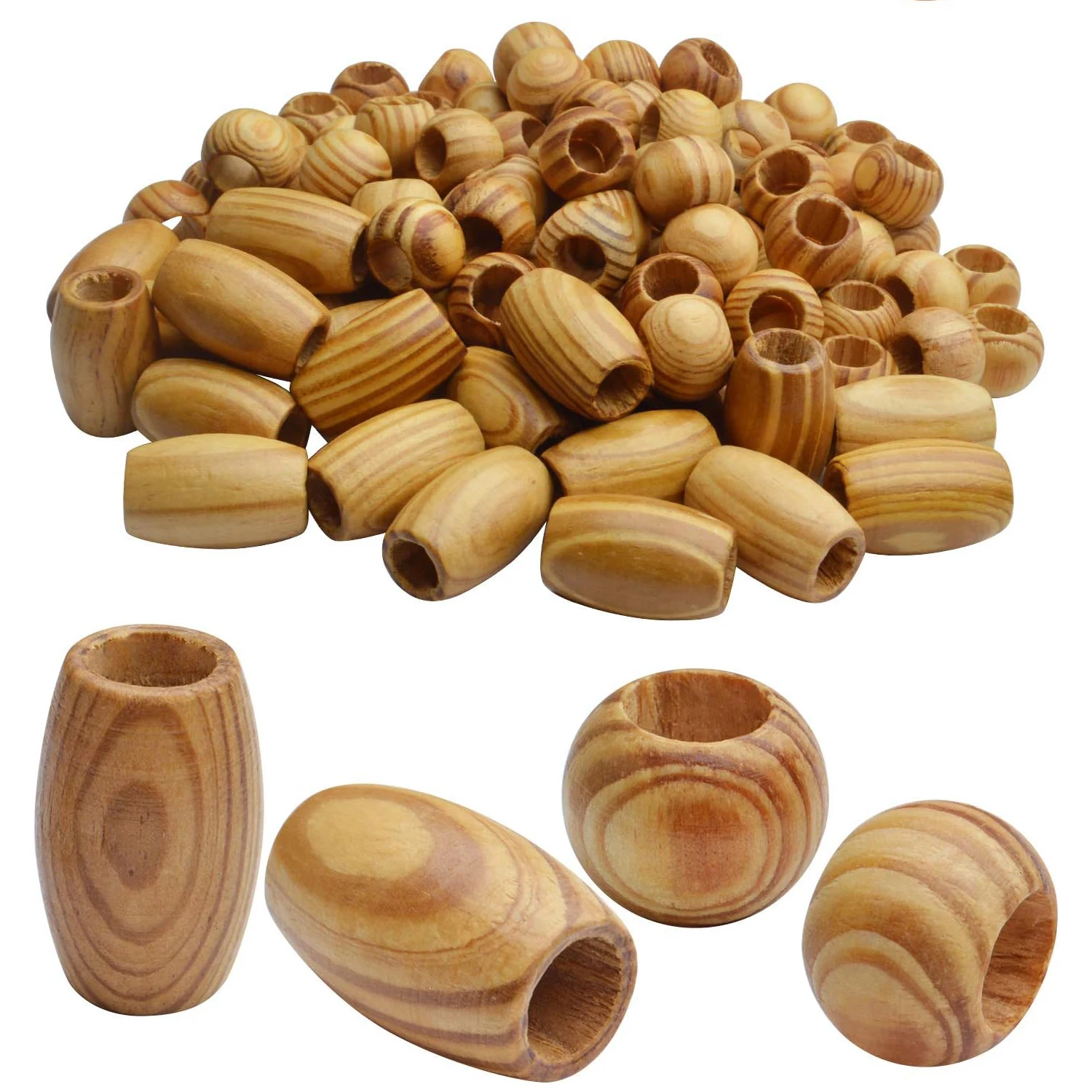 

Natural Wooden Spacer Beads, 100 Pcs - Unfinished Tube Beads with Grain for Bracelet Pendants Crafts DIY Jewelry Making