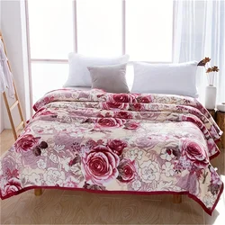 Soft and Cozy Flower Print Flannel Blanket for Bed Travel Sofa Office and Home Decor Perfect Gift for Boys Girls and Adults
