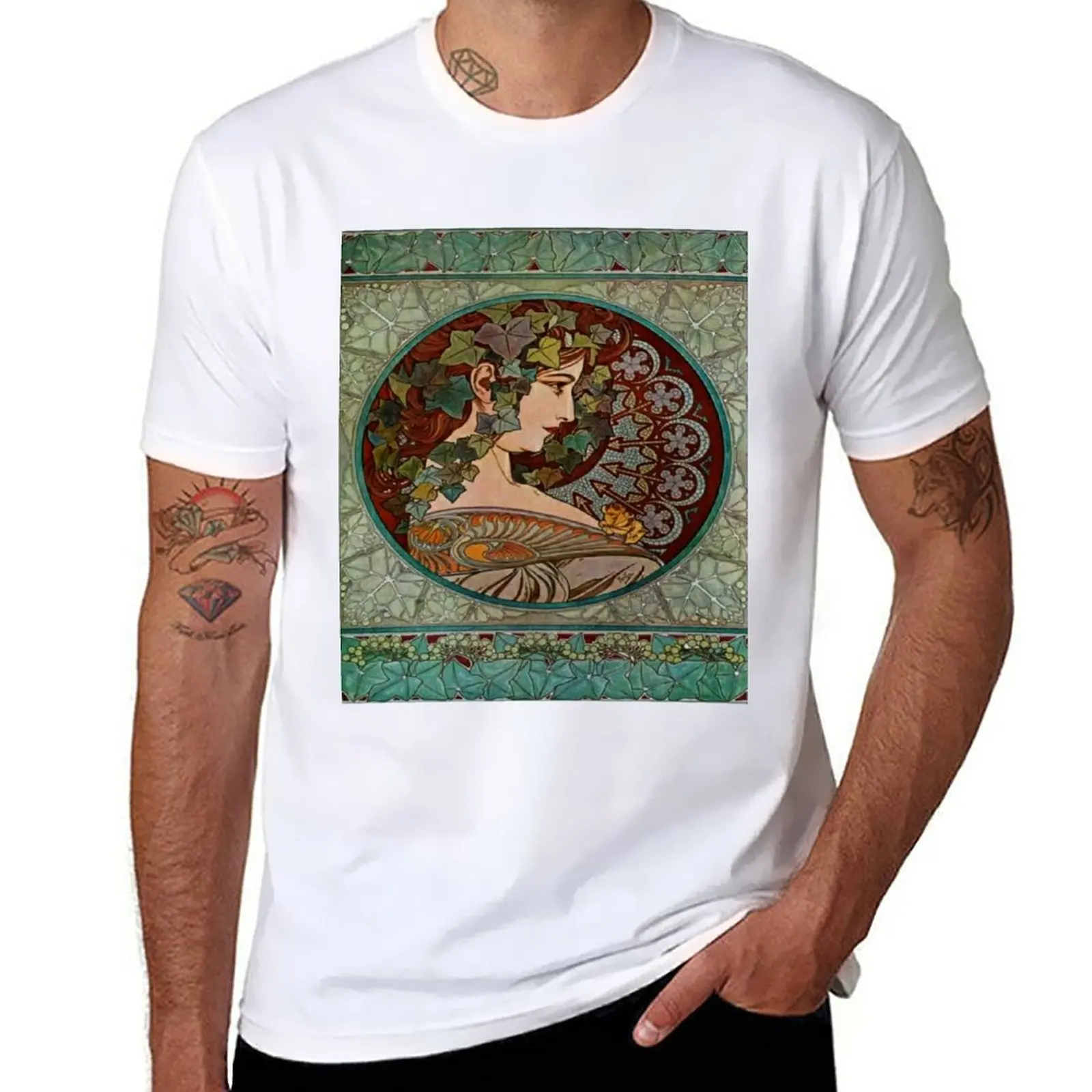 

New Alphonse mucha - lvy, 1860 - 1939 T-Shirt summer tops plain t-shirt cute clothes Aesthetic clothing oversized t shirt men