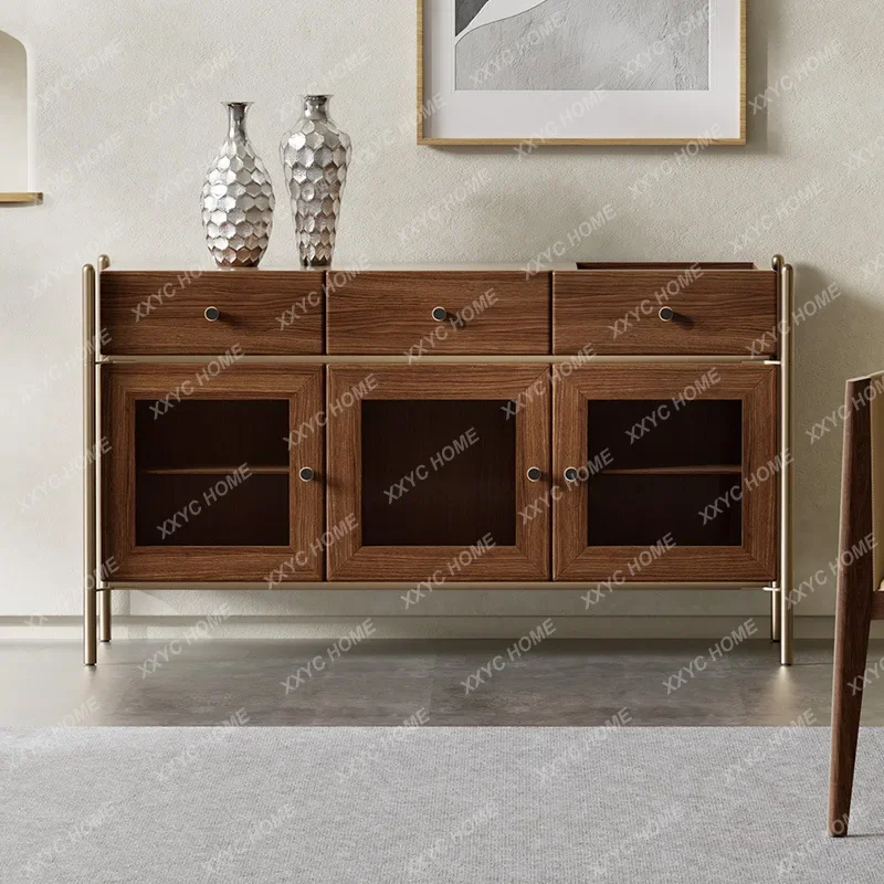 KNorth American black walnut dining side cabinet Italian light luxury all solid wood living room locker