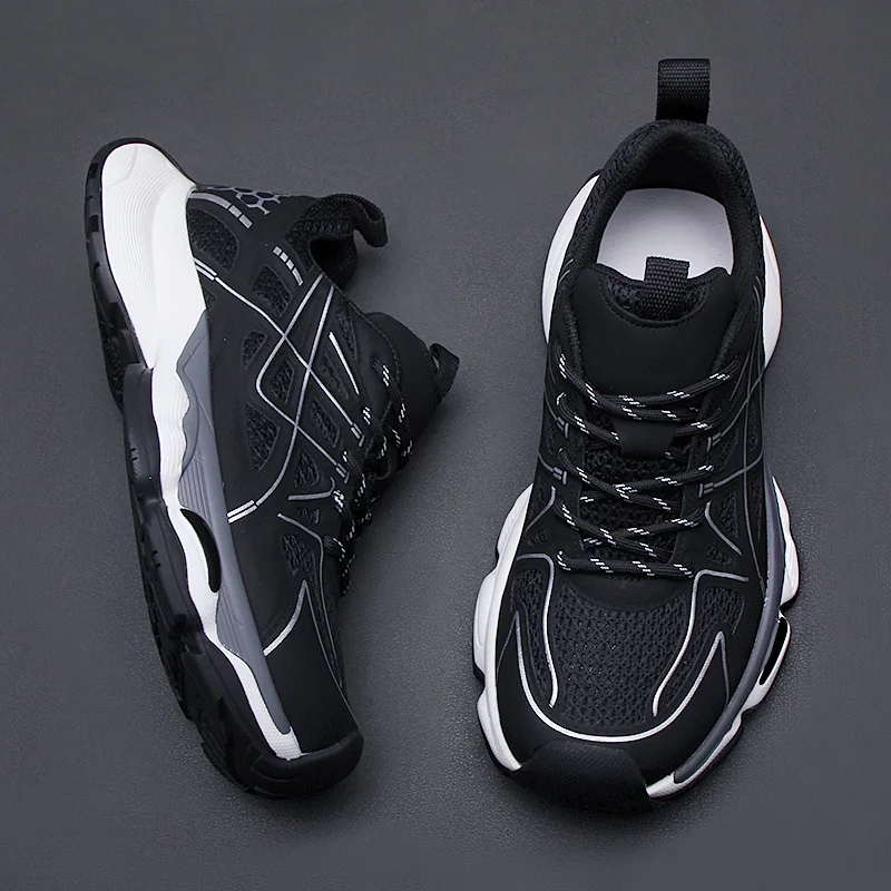 

Лето 2025 г., новая дышащая мужская модная повседневная обувь с сеткой, удобная спортивная обувь на толстой подошве