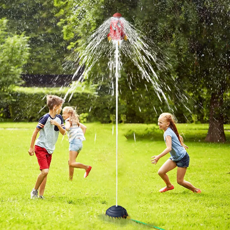 New Rocket Sprinkler Sprinkler Spinning Flying Children\'s Outdoor Water Playing Toy Fun Interaction In Garden Lawn Watering Toys