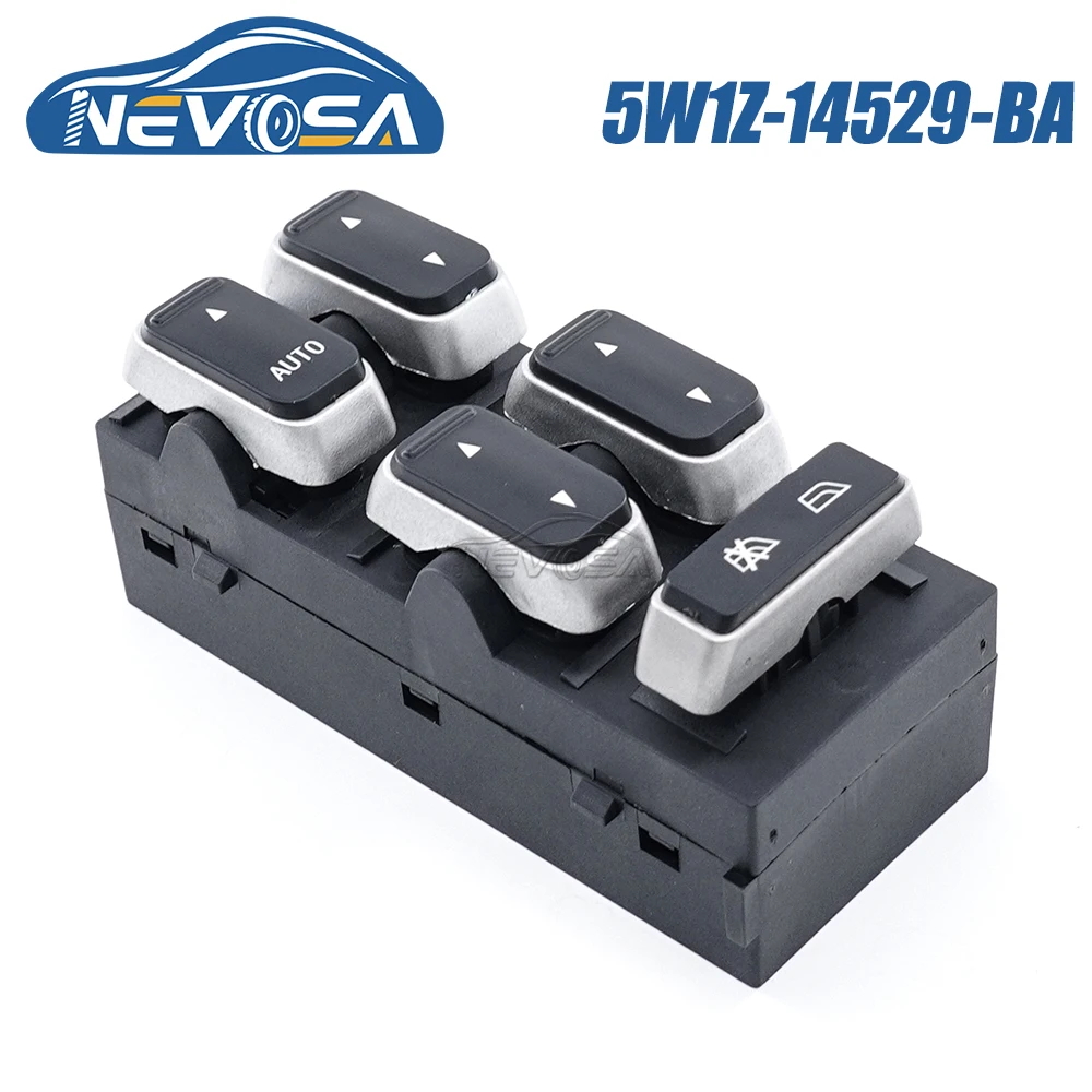 NEVOSA 5W1Z-14529-BA For Ford Lincoln Town Car 2003 2008 Power Window Switch Driver Side Button 11 Pins 4W1Z14529AA 5W1Z14529BA