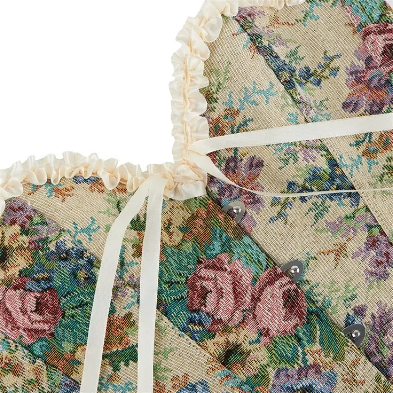 أزياء المرأة كورسيه فوقي للنساء أعلى المشدات حجم كبير مثير الدانتيل يصل الأزهار خمر القوطية الملابس الداخلية المشدية Korsett