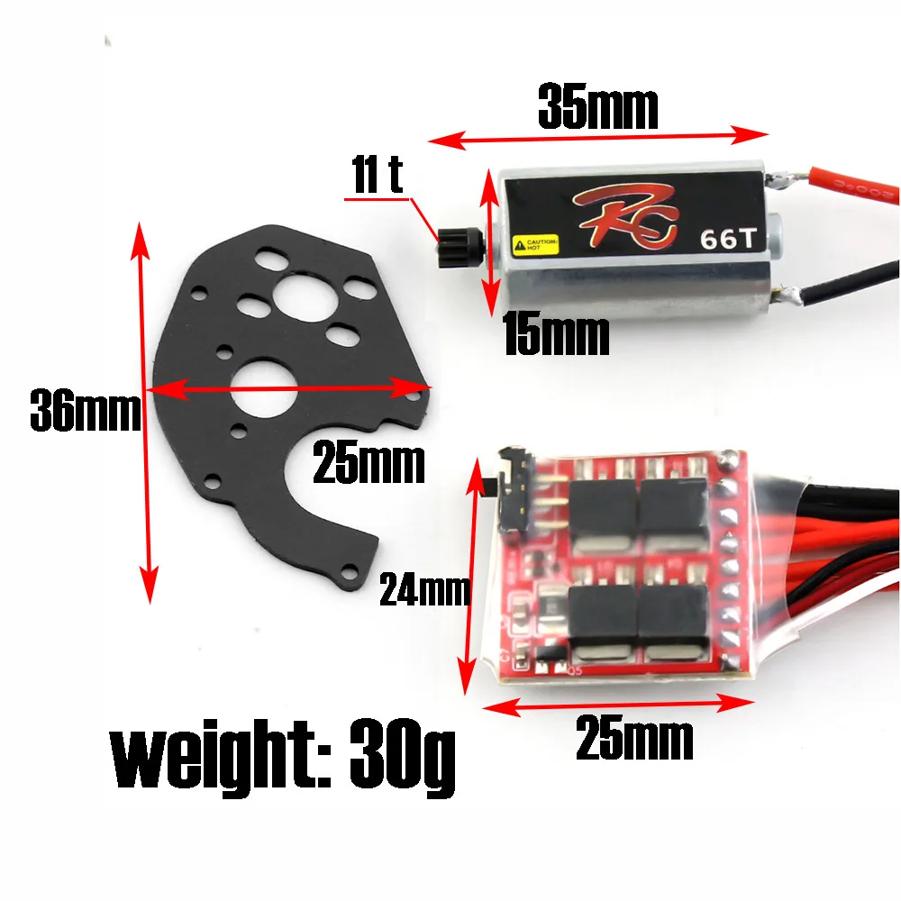 050 66T Bushed Motor with 30A Brush ESC for 1/24 RC Crawler Axial SCX24 AXI90081 AXI00001 AXI00002 AXI00004 Upgrade Parts