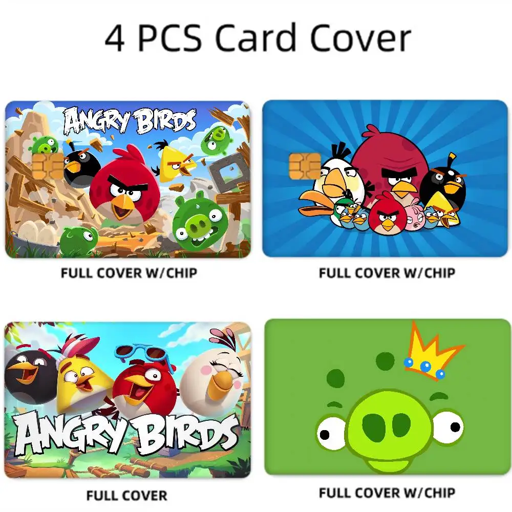 GAME Angry Birds 4pcs 1Set Credit Debit Card Sticker Party Sticker Decoration Waterproof Small Chip Card Skin Sticker