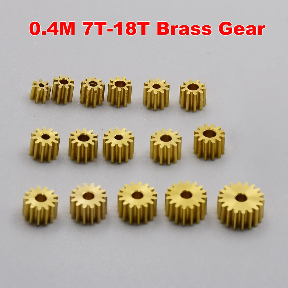 0.4M Modulus Copper Gear 7T 8T 9T 10T 11T 12T 13T 14T 16T 18T Teeth Metal Pinion Transmission Gear For 1mm 1.5mm 2mm Shaft Motor