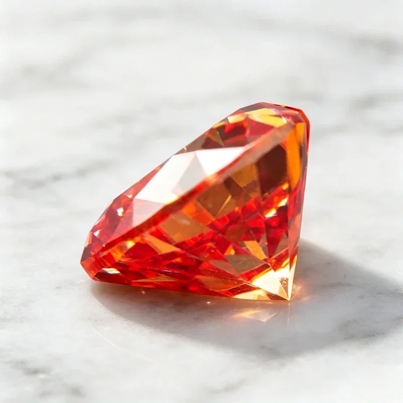 Moissanit-Stein, Wassermelonenrot, herzförmig, im Labor gezüchteter Edelstein für die Herstellung von hochwertigem Schmuck, Ringe und Ohrringen, inklusive Zertifikat. – Detail 4