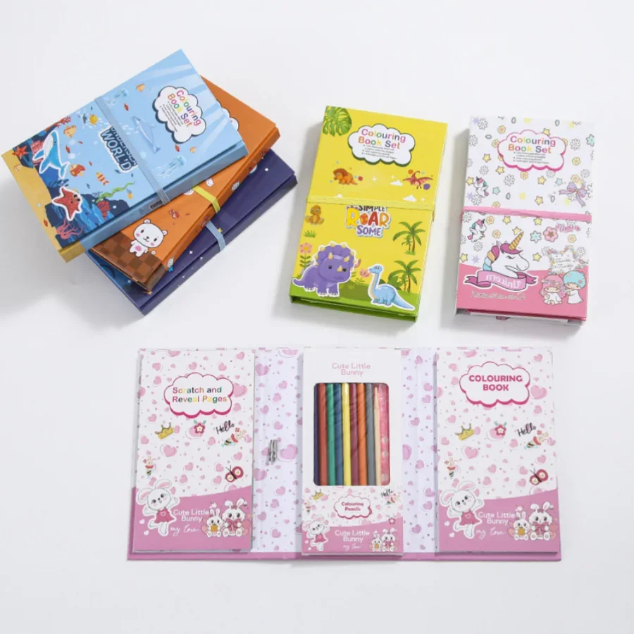 

Kids Scratch Painting Coloring Book With Color Pencil Drawing book DIY black cardboard scratch Painting Toys Kindergarten Gifts