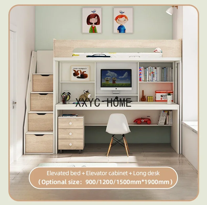 Kinder-Loft-Schrank-Schreibtischbett mit Stauraum, maßgeschneiderte hohe und niedrige versetzte Schlafzimmermöbel für Mutter und Kind