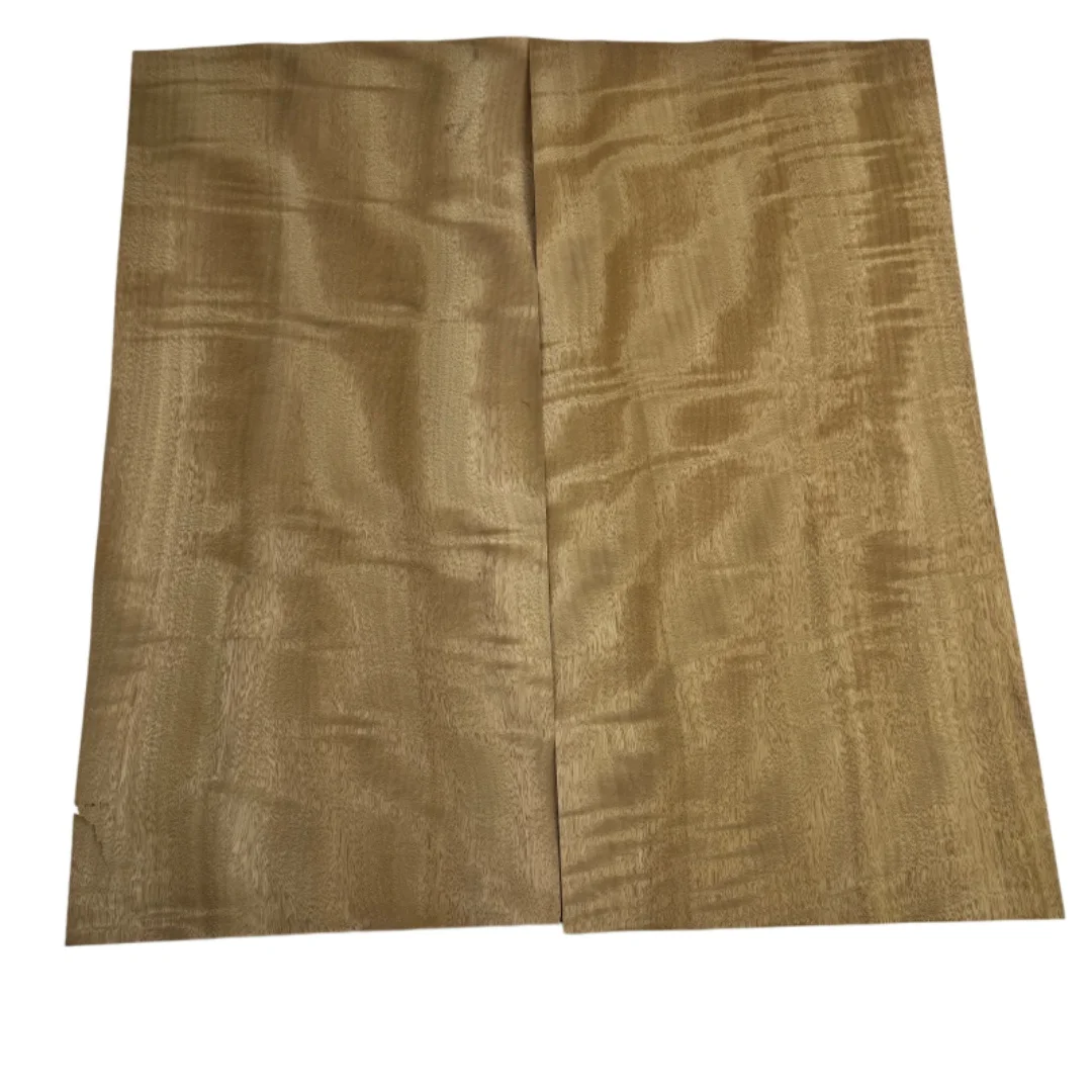 2Pcs 0.5mm Natural Gold Figured Wood Veneer, Bookmatched, Guitar Body Veneer, DIY Marquetry Veneer, Size 50x20cm