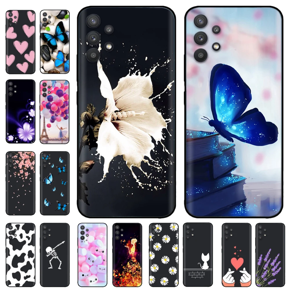 Funda trasera de silicona negra suave para Samsung Galaxy A32, 4G, A325, A 32, 5G, A326