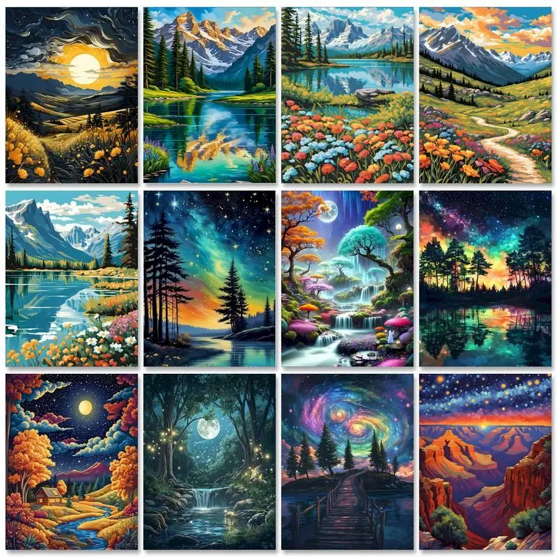 GATYZTORY Forest Painting By Numbers Kits Adults Diy Crafts Acrylic Paint With Numbers For Home Wall Decors