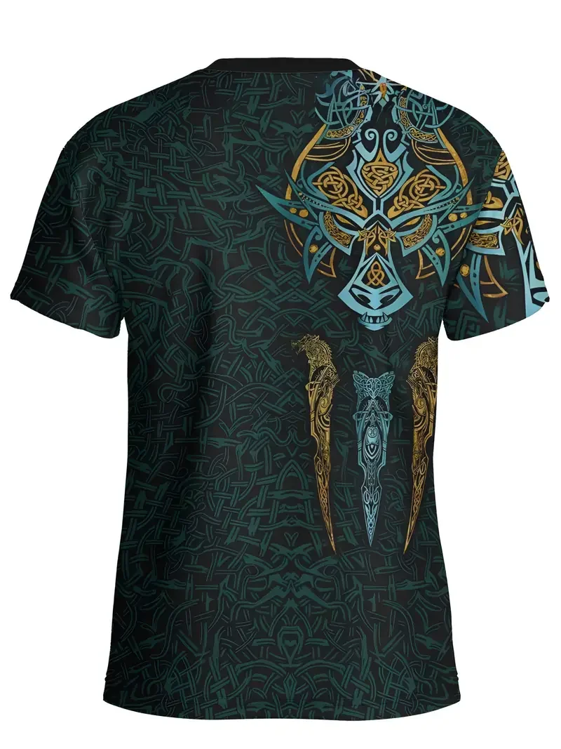 الرجال تي شيرت عادية كم قصير تي شيرت س الرقبة البلوز فايكنغ Harajuku طباعة تي شيرتات عجيبة الذكور المتضخم الملابس الشارع الشهير