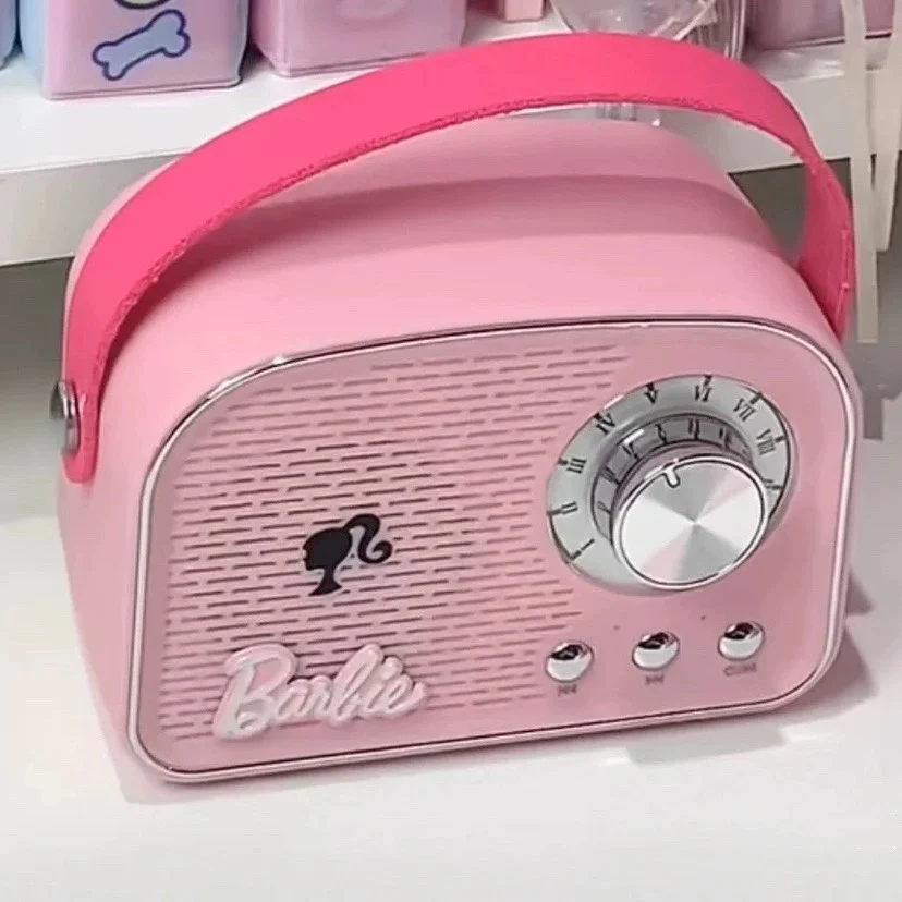 Miniso Barbie Bluetooth Wireless Speaker Cartoon Cute Fashion Retro Design High-quality Speaker Kawaii Desktop Decorations Gift