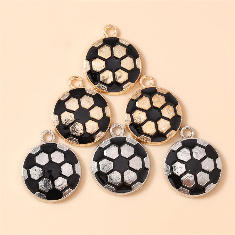 20 Stück 15x18mm Niedliche Emaille-Sportfußball-Anhänger für die Herstellung von Halsketten, Ohrringen, Armbändern, DIY-Bastelarbeiten und Schmuckzubehör – Detail 7