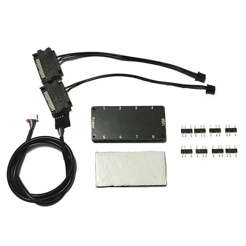 AEF7-Signalrgb Openrgb Universal 8Port 5V 3PIN ARGB Asynchron Controller HUB Für Computer PC Fall Lüfter Licht streifen