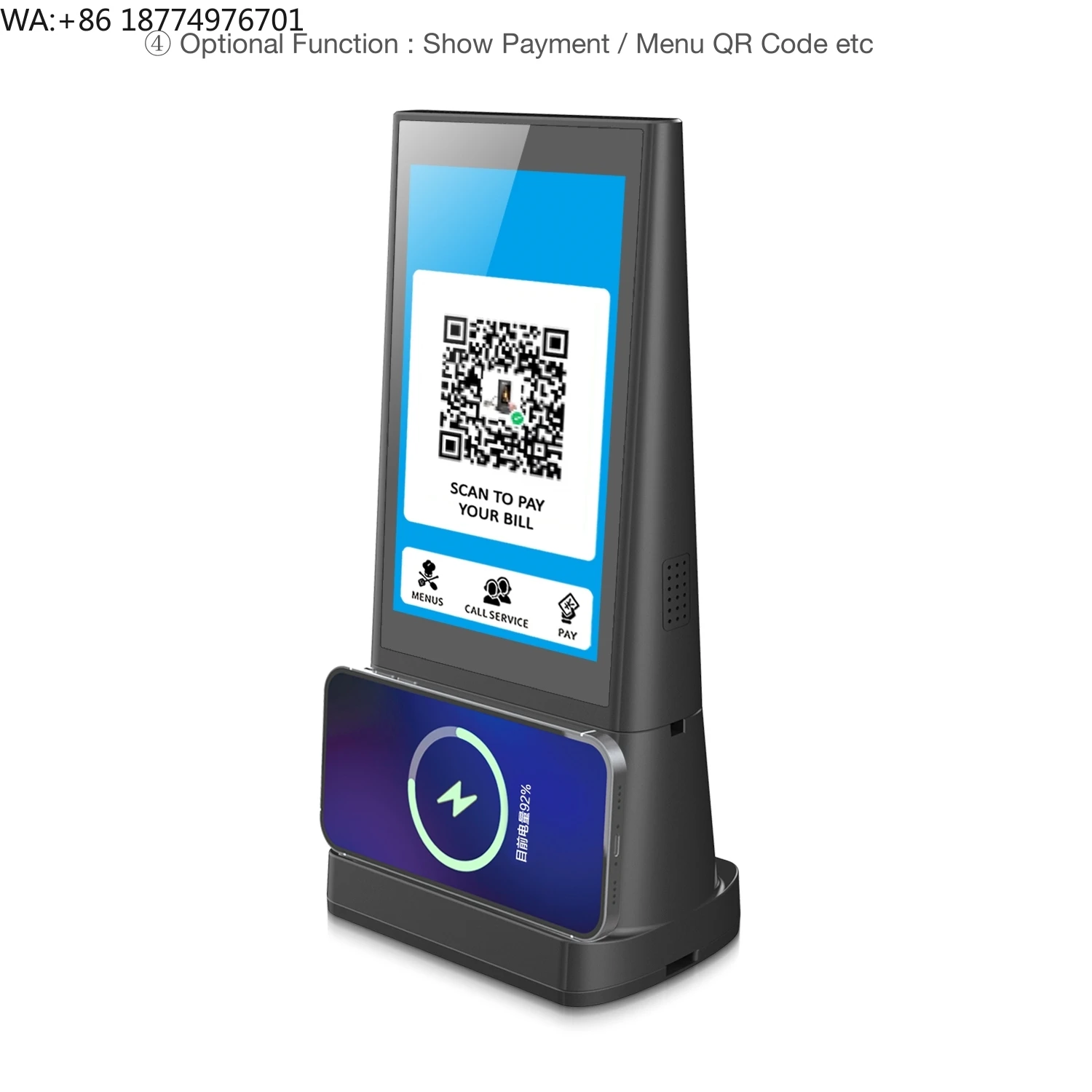 

New Desktop Table Top Powerbank Screens Power Bank Station Charger Advertisement Menu Display Device for Restaurants Hotels