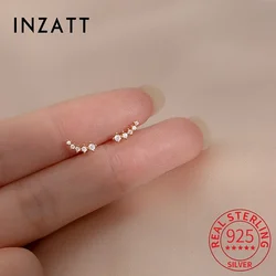 INZATT Real 925 Sterling Silver Zircon Arc Stud Earrings For Fashion Women Party Cute Fine Jewelry Minimalist Accessories