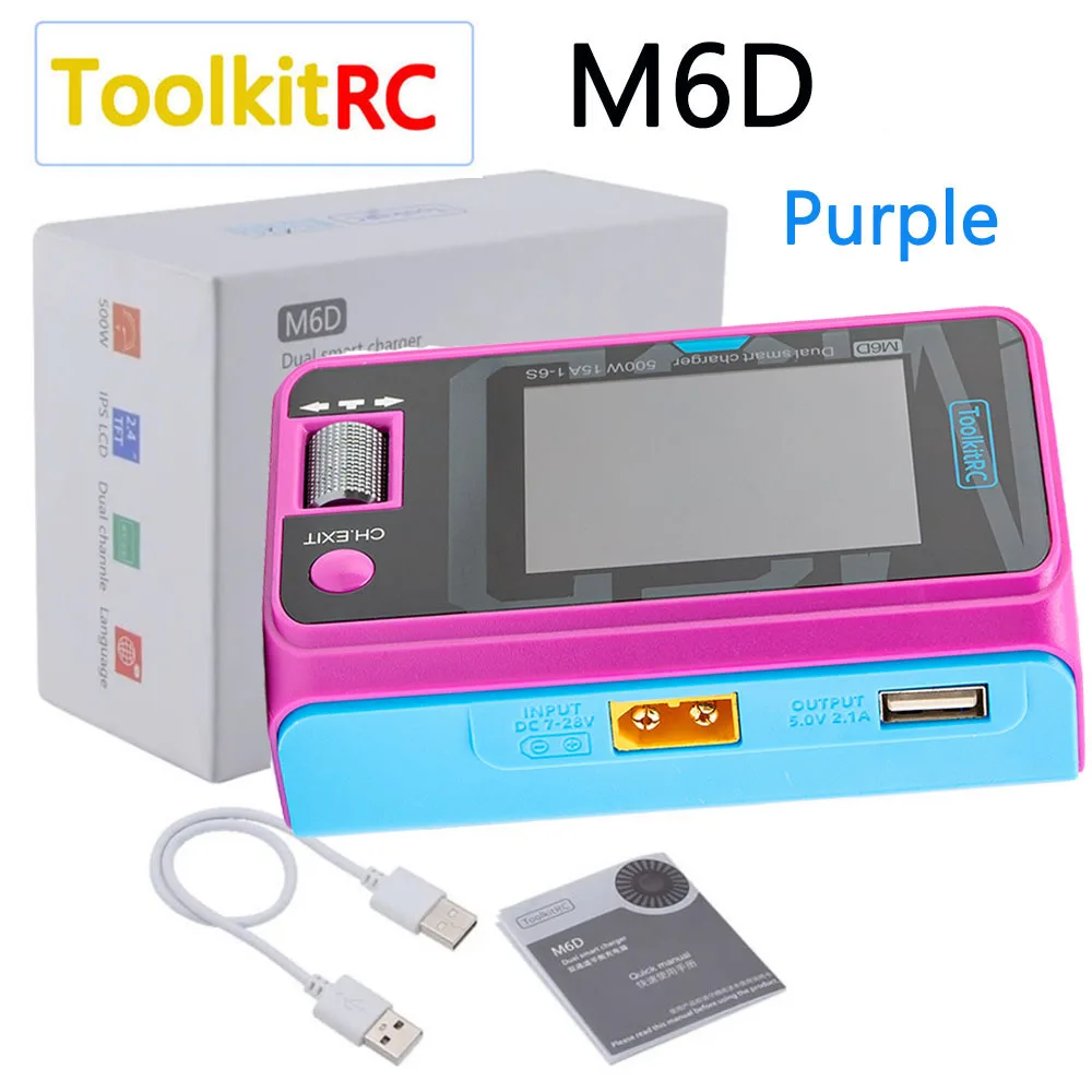 ToolkitRC M6D V3 500W 15A DC Dwukanałowa Ładowarka Rozładowarka Zasilacz do Akumulatorów Lipo 1-6S Model FPV Część Zamienna