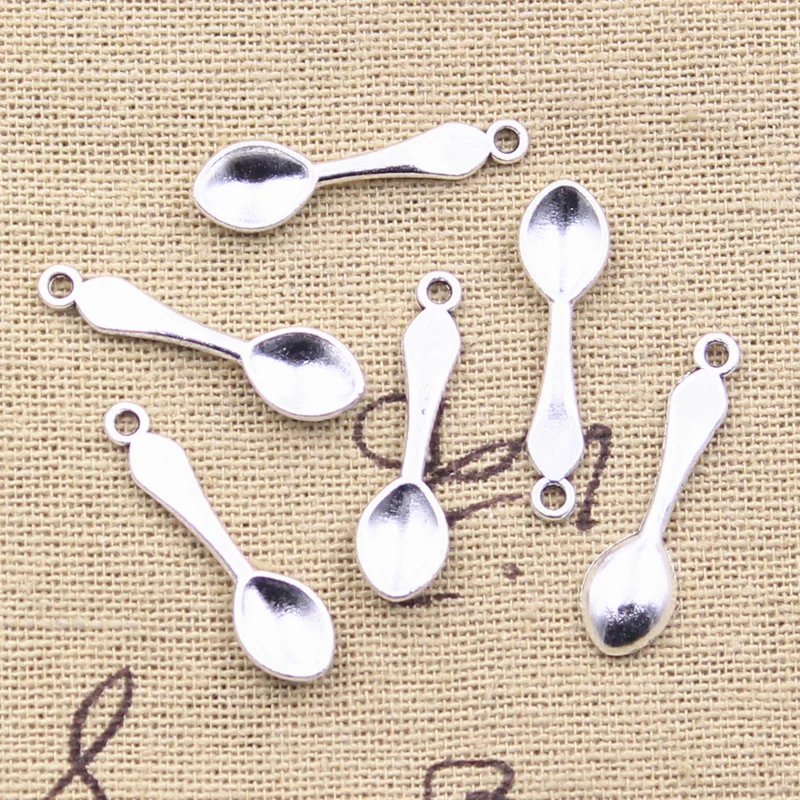 50pcs Charms Kitchen Cooking Spoon 26x7mm Antique Silver Color Pendants DIY Crafts Making Findings Handmade Tibetan Jewelry