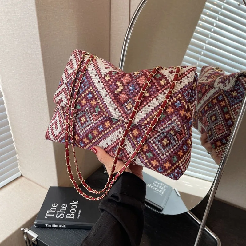 

Вместительная женская сумка-кроссбоди на цепочке, новинка 2026 года, стильная сумка через плечо, нишевая холщовая сумка