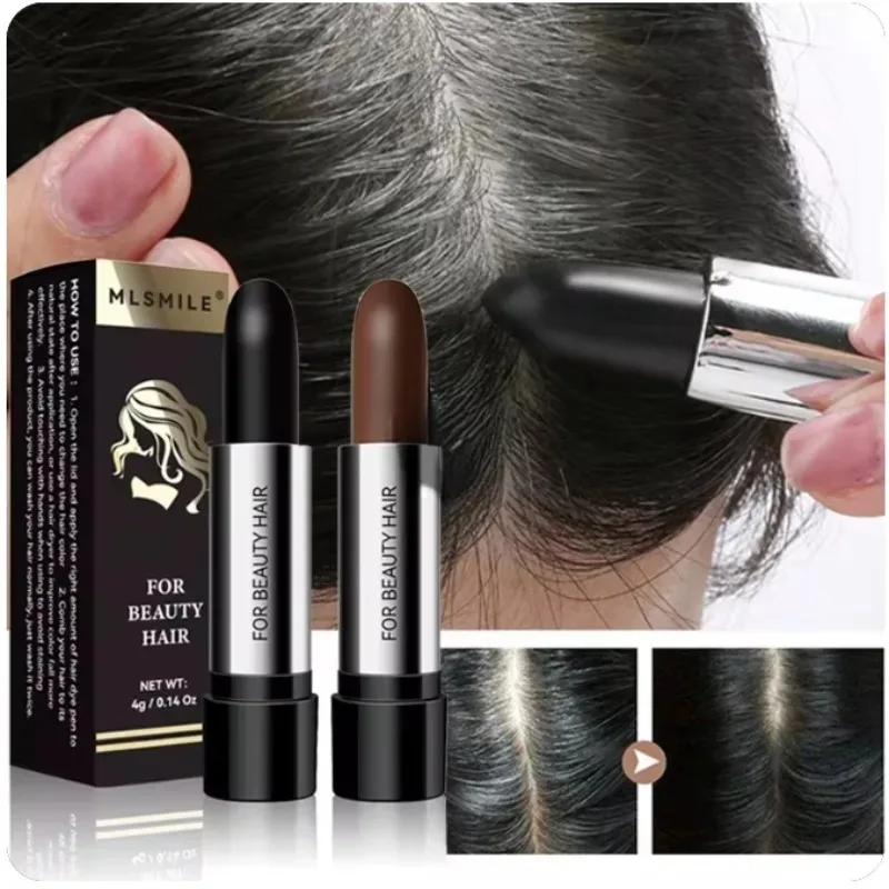 Black Brown One-off Temporary Hair Coloring Covered White Hairs Hairline Disposable Lipstick Hair Dye Stick Smear Type Dye ins