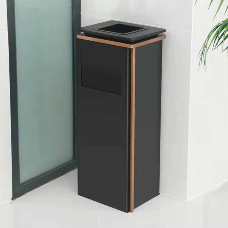 Luxury Outdoor Stainless Steel Ash Tray Commercial Garbage Metal Trash Can Recycle Rectangular Dustbin for Hotels Waste Bins